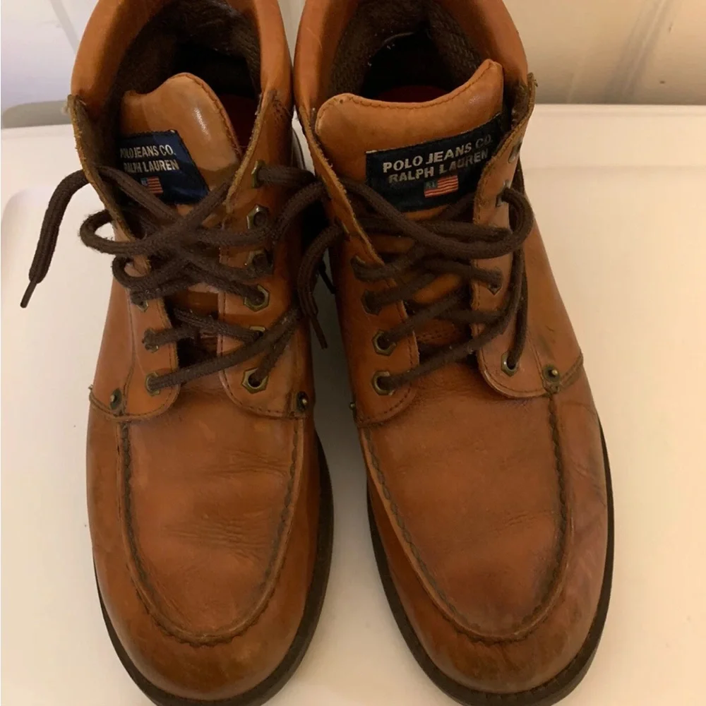 Ralph Lauren Polo Jeans Co. mens 12 brown‎ Leather Boots perfectly distressed